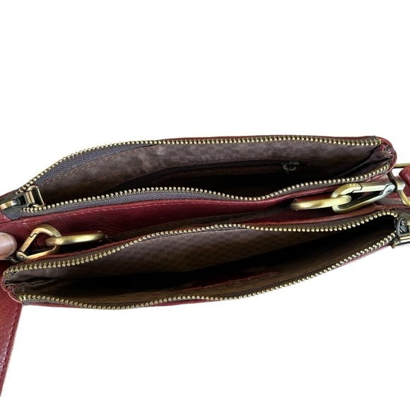 Le Vero Toro Red Leather Crossbody Bag Purse Multi-Compartmental GUC - Picture 9 of 14